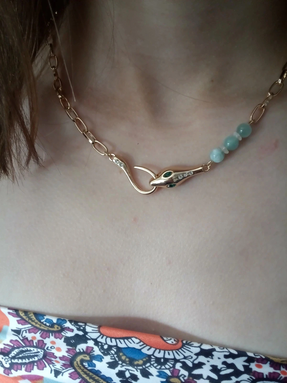 Collier serpent et pierres d'Angélite – photo 2